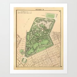 Old Prospect Park Map (1874) Vintage Brooklyn Public Square Atlas Art Print