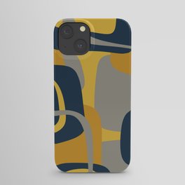 Midcentury Modern Abstract 2 in Mustard, Navy Blue, and Gray iPhone Case