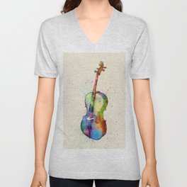 Cello Abstract Watercolor V Neck T Shirt