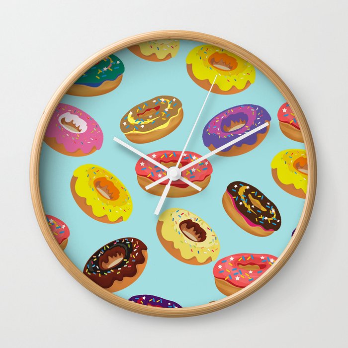 Donuts Pattern Kitchen Home Decor Sky Blue Art Print Donuts Poster