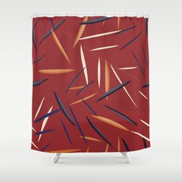 Leaves in a red background Shower Curtain