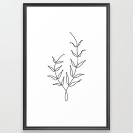 Botanical Minimal Neutral Black and White Plant One Line Art Framed Art Print