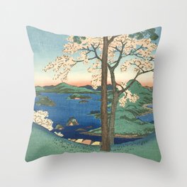 Utagawa Hiroshige - Inaba Province, Karo Koyama - Vintage Japanese Woodblock Print, 1853 Throw Pillow