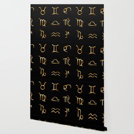 Zodiac constellations symbols in gold Wallpaper