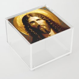 Golden Jesus portrait - classic iconic depiction Acrylic Box