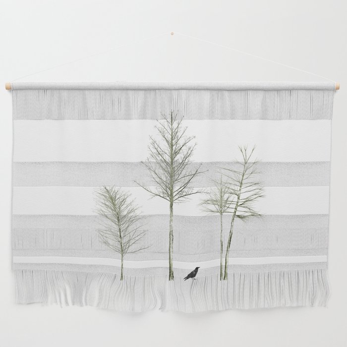 Four Trees and a Crow Wall Hanging