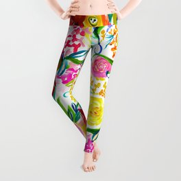 Bright Colorful Floral painting Leggings
