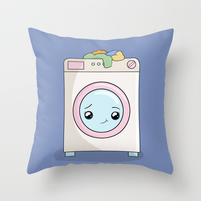 Kawaii Washing Machine Throw Pillow By Momcilobjekovic Society6