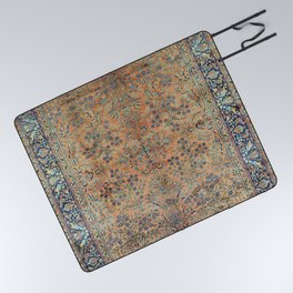 Kashan Floral Persian Carpet Print Picnic Blanket