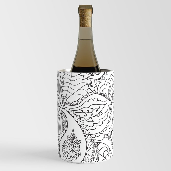 BUTTERFLY ON FLORAL BACKGOUND IN BLACK AND WHITE. Wine Chiller