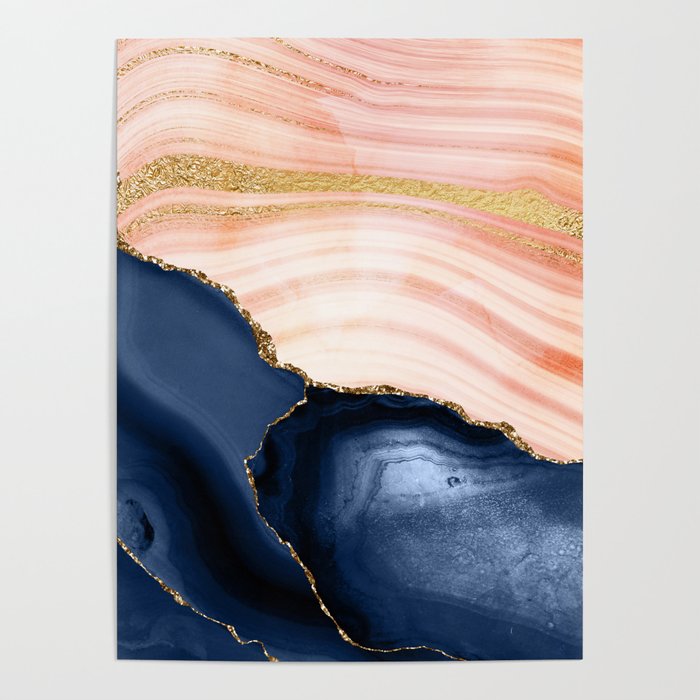 Day And Night Mermaid Marble Poster