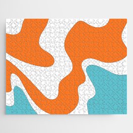 Liquid - Colorful Fluid Summer Vibes Beach Design Pattern in Orange and Turquoise Jigsaw Puzzle