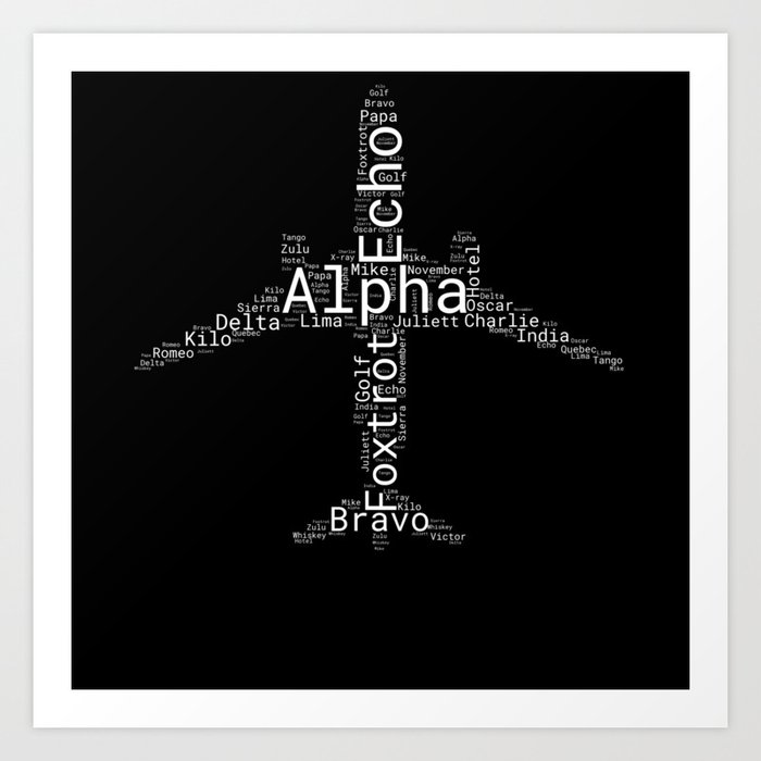 Alphabet for Pilot, Aircraft Aviation Art Print by Amusing