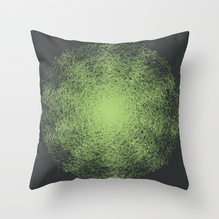 abstract mandala of doodles isolated on black Throw Pillow