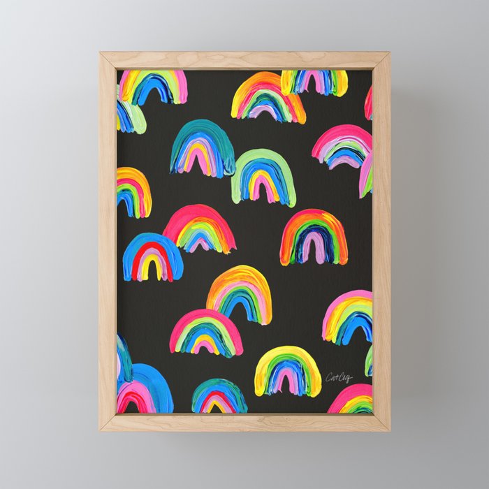 Abstract Rainbow Arcs – Charcoal Framed Mini Art Print