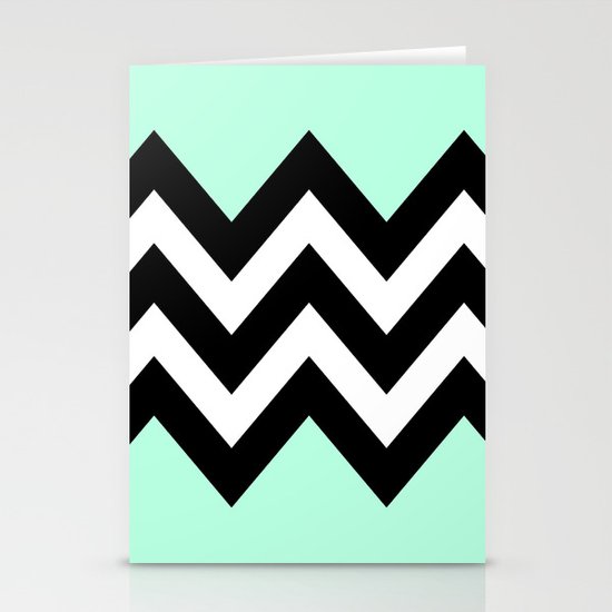 DOUBLE COLORBLOCK CHEVRON {MINT/BLACK} Stationery Cards