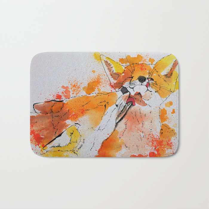 Red fox and fox cub Bath Mat