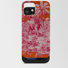 Toile de Jouy - pink and orange iPhone Card Case