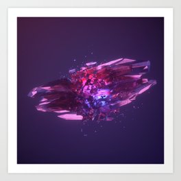 Ow Art Print | Abstract, Digital, Dark, Purple, Crystal, 3D, Graphicdesign 