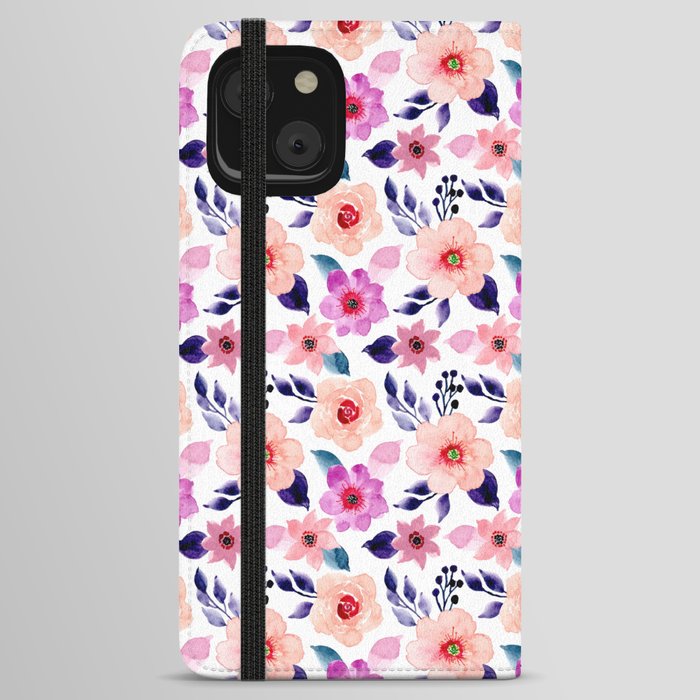 Pink flowers iPhone Wallet Case