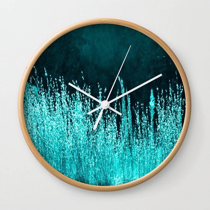 Grasses Aqua Wall Clock