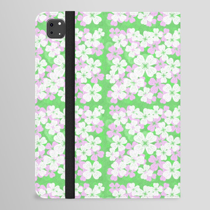Retro Desert Flowers Pink On Green iPad Folio Case