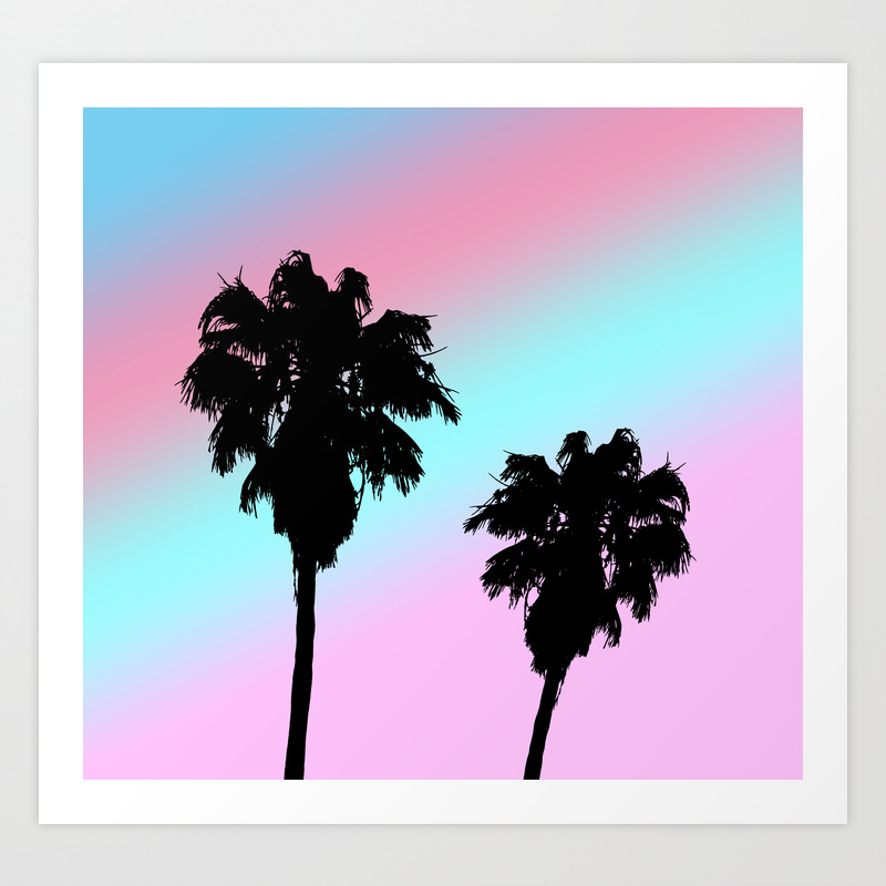 Pastel Sunset Palm Tree Silhouette Art Print By Julieerindesigns Society6