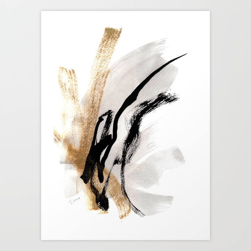 Live Your Color No 5 Black White Gold Abstract Modern
