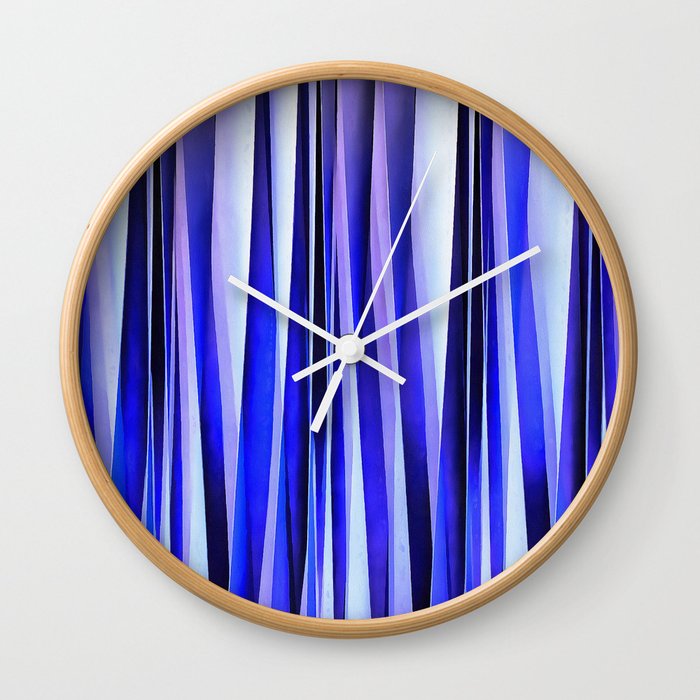 Peace and Harmony Blue Striped Abstract Pattern Wall Clock
