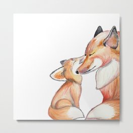 Foxy and Sweet Metal Print | Watercolor, Cutefoxes, Adorableanimals, Babyfo, Daddyfox, Foxwatercolor, Cuteanimalcubs, Animaldrawing, Foxfamily, Adorablefoxes 