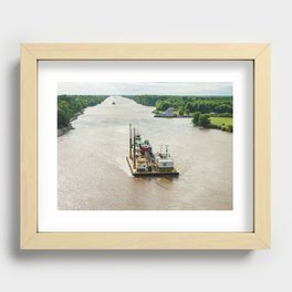 Barge on the Mississippi River Recessed Framed Print