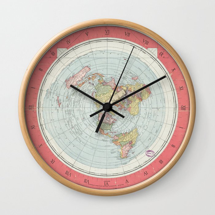 FLAT EARTH MAP Wall Clock