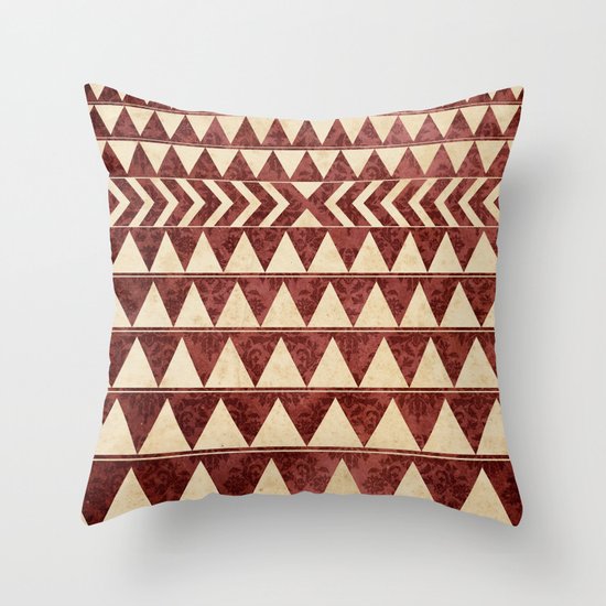 Vintage Material Triangles Throw Pillow