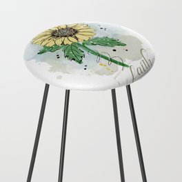 Sketchy Doodle Faith Yellow Watercolor Flower  Counter Stool