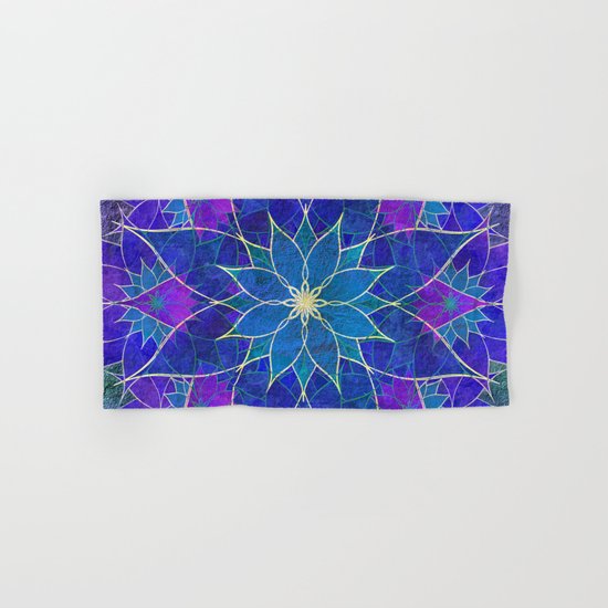 Lotus 2 - blue and purple Hand & Bath Towel