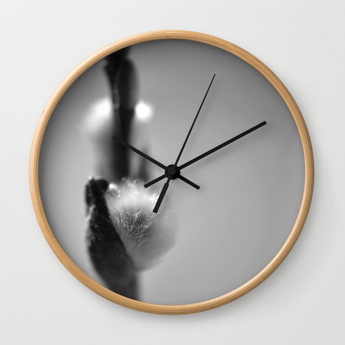 Spring art print with pussy willow Wall Clock