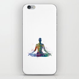 Woman practices yoga in watercolor iPhone Skin