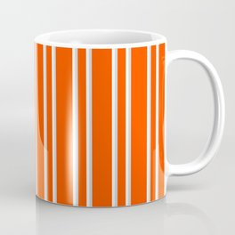 [ Thumbnail: Red, Light Grey, and Mint Cream Colored Lined Pattern Coffee Mug ]