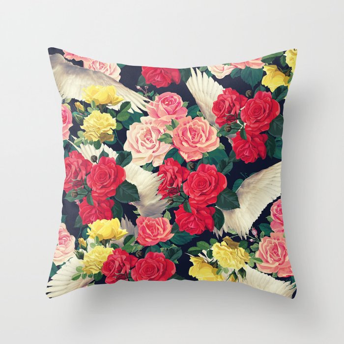 roses flowers bucket Throw Pillow