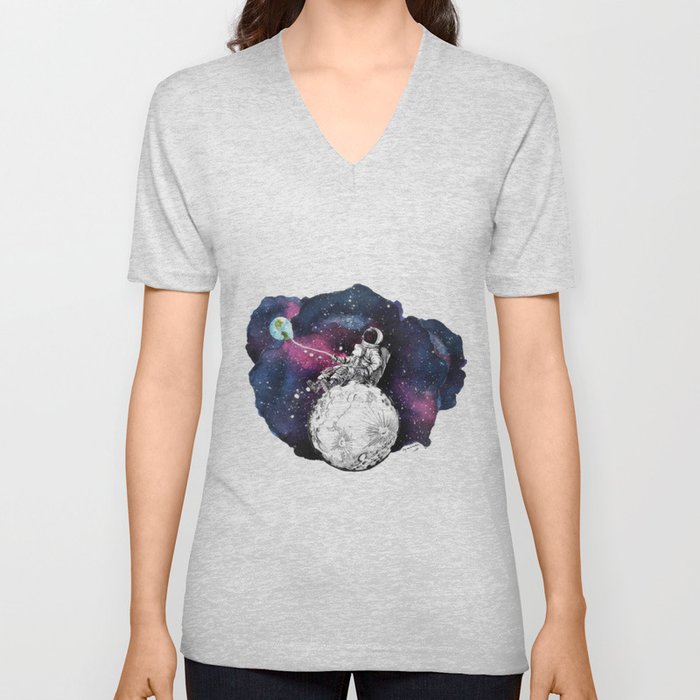 Fly me to the Moon V Neck T Shirt