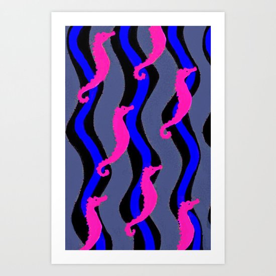 Pink Seahorses Art Print