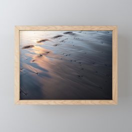 Smooth running water at the beach in Costa Rica during sunset Framed Mini Art Print