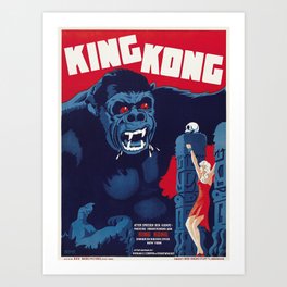Danish 1930's King Kong movie theater lobby advertisement vintage theatrical poster Art Print