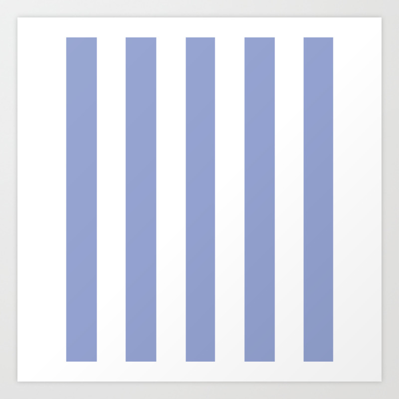 Ceil Turquoise Solid Color White Vertical Lines Pattern Art Print