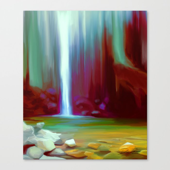 Secret Waterfall Painting Canvas Print By Devilishv Society6