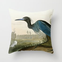 Little Blue Heron - John James Audubon's Birds of America Print Throw Pillow