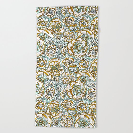 Succulents Garden Beach Towel
