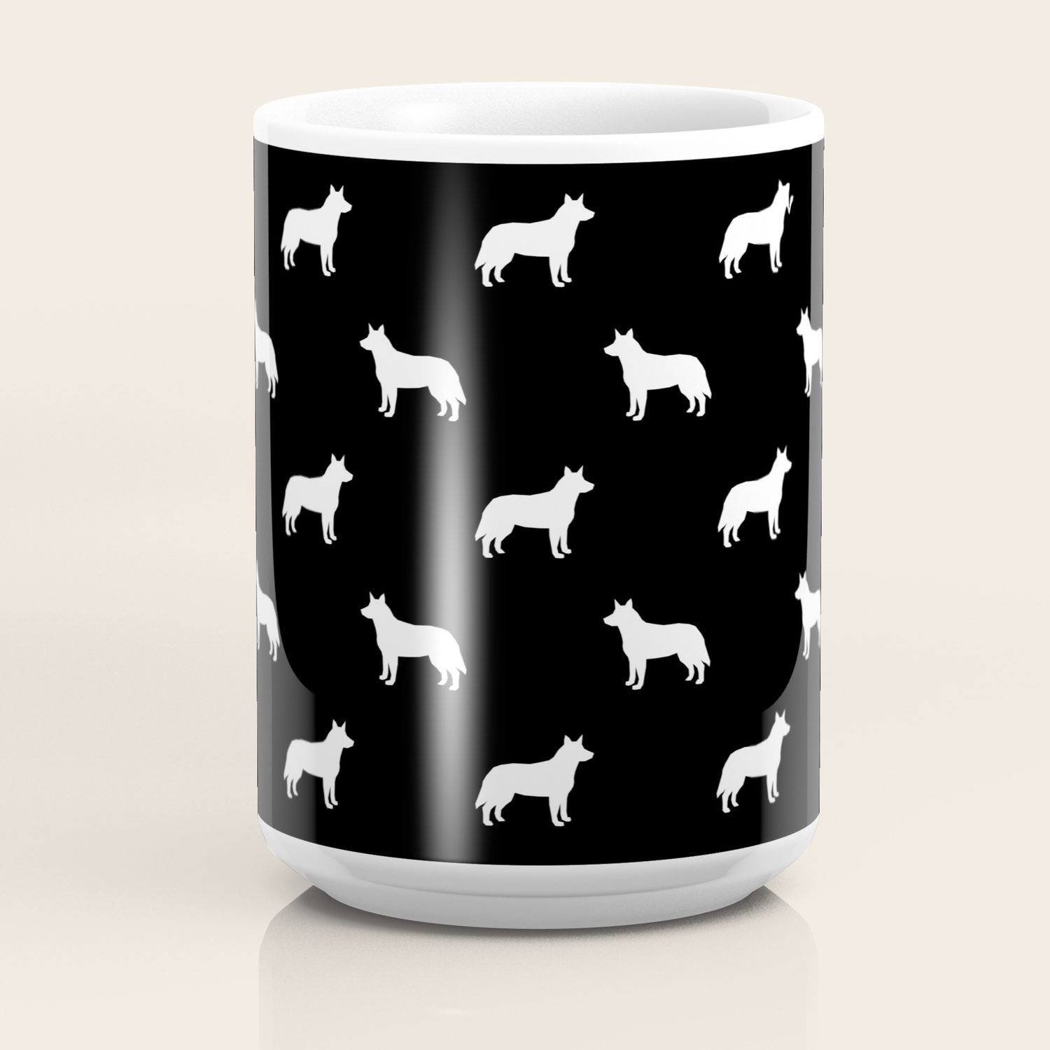 Australian Cattle Dog Silhouette Pattern Portrait Dog Pattern