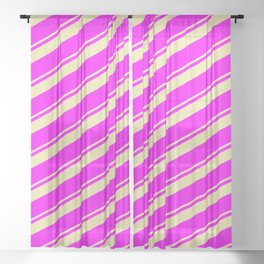 [ Thumbnail: Pale Goldenrod & Fuchsia Colored Stripes/Lines Pattern Sheer Curtain ]