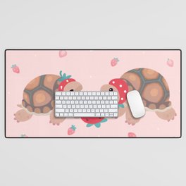 Tortoises love strawberries Desk Mat